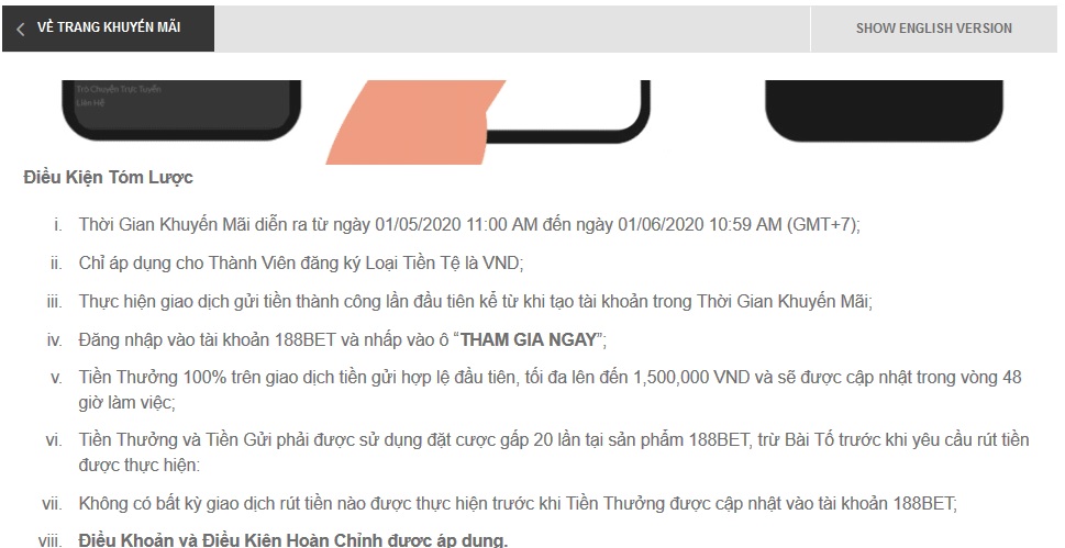 dieu kien nhan khuyen mai tai 188bet